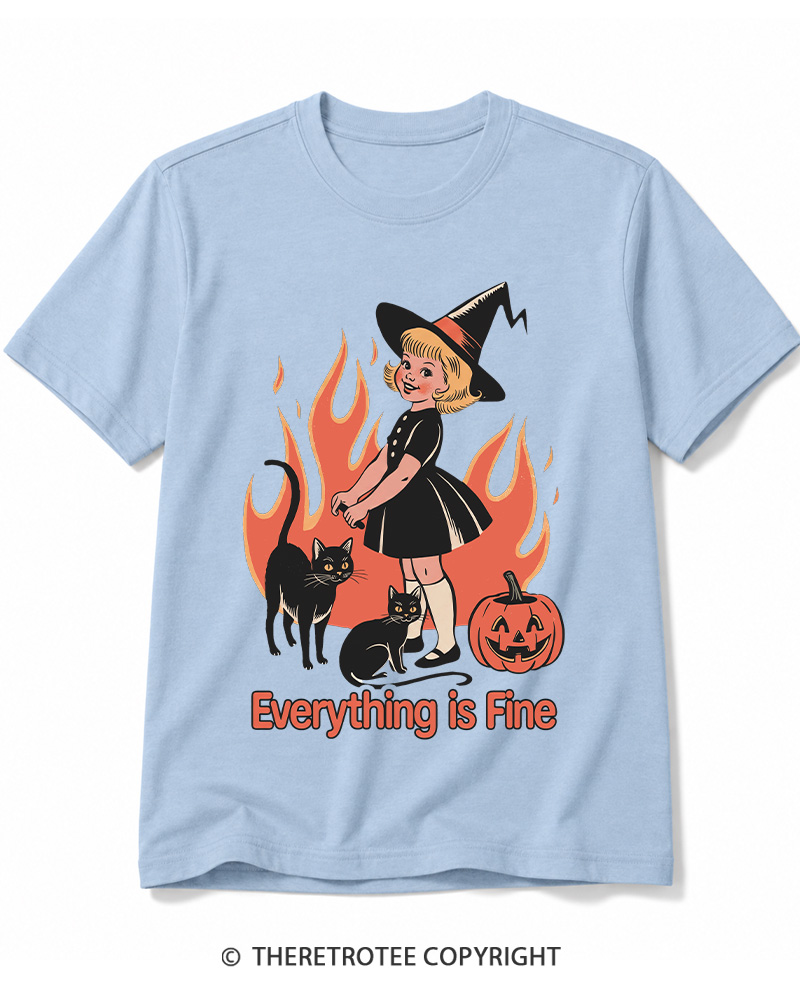 TheRetroTee Everything Is Fine 1980s Halloween Cotton T-Shirt