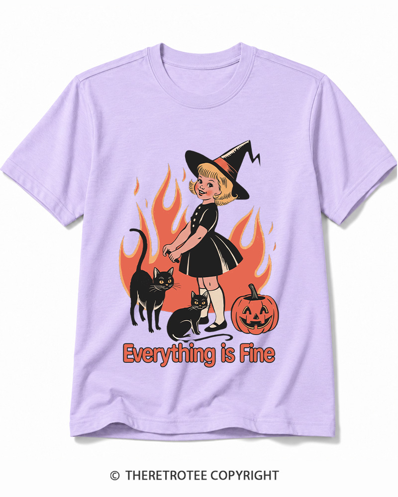 TheRetroTee Everything Is Fine 1980s Halloween Cotton T-Shirt
