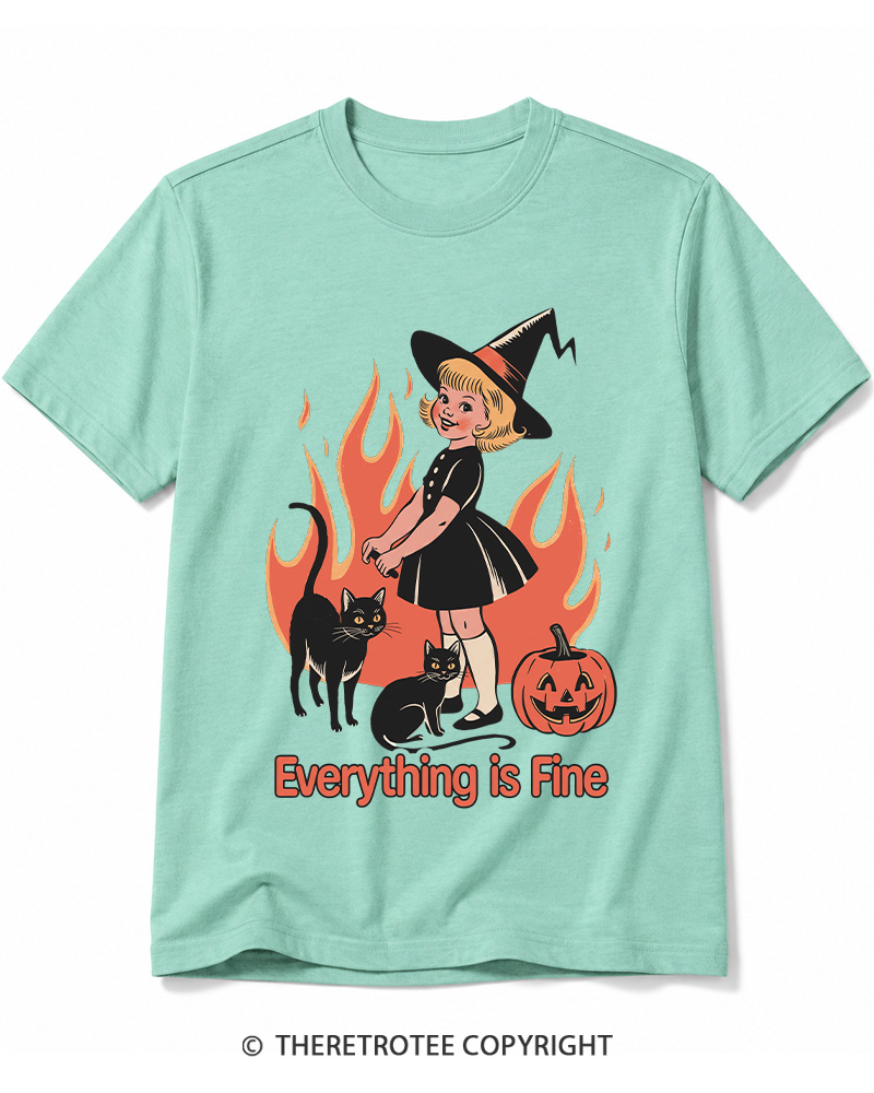 TheRetroTee Everything Is Fine 1980s Halloween Cotton T-Shirt
