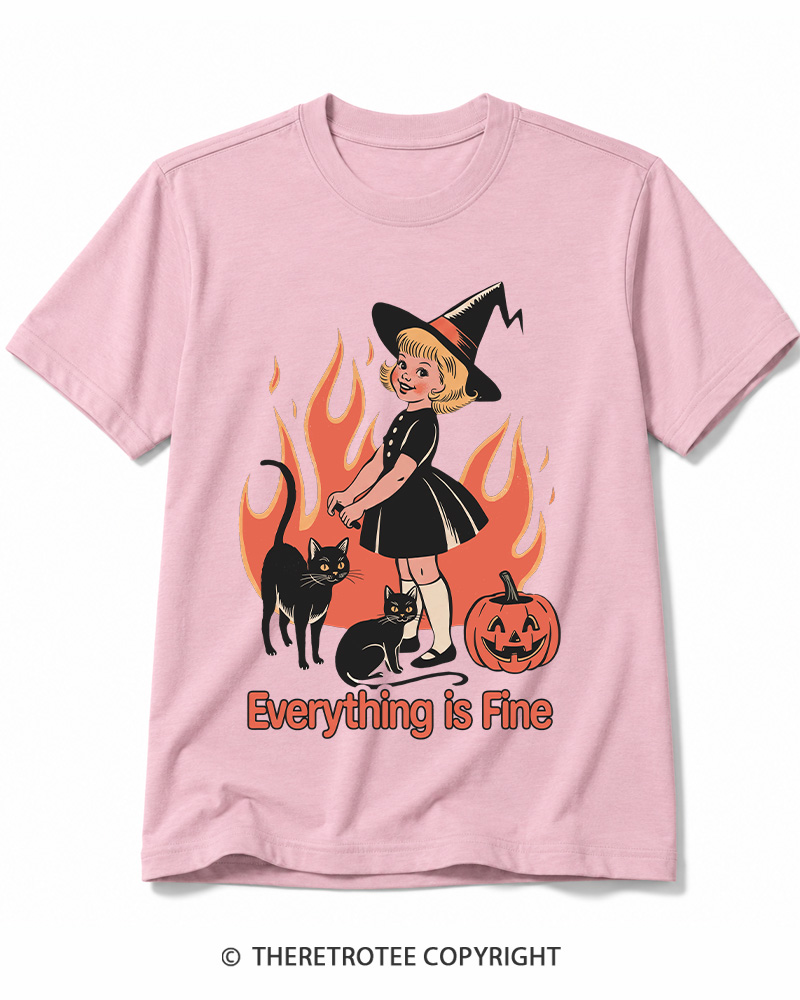 TheRetroTee Everything Is Fine 1980s Halloween Cotton T-Shirt