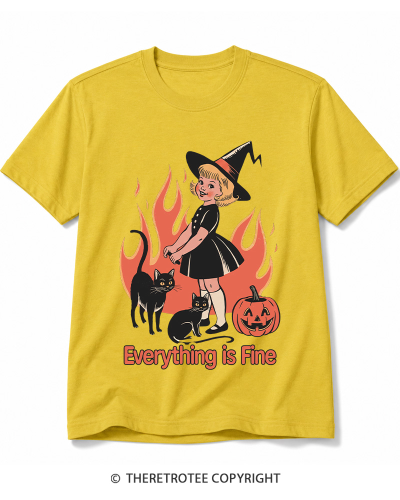 TheRetroTee Everything Is Fine 1980s Halloween Cotton T-Shirt