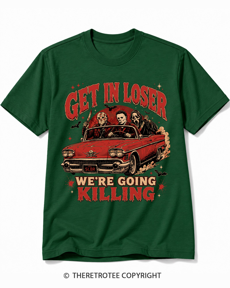 TheRetroTee Get In Loser Halloween 1980s Halloween Cotton T-Shirt
