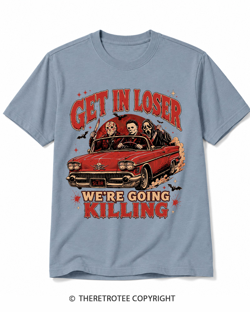 TheRetroTee Get In Loser Halloween 1980s Halloween Cotton T-Shirt