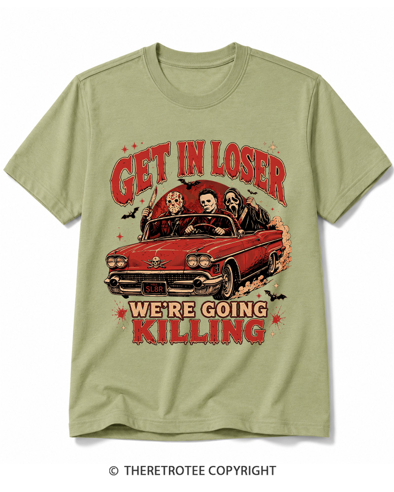 TheRetroTee Get In Loser Halloween 1980s Halloween Cotton T-Shirt