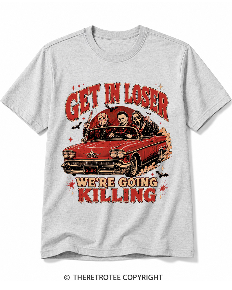 TheRetroTee Get In Loser Halloween 1980s Halloween Cotton T-Shirt