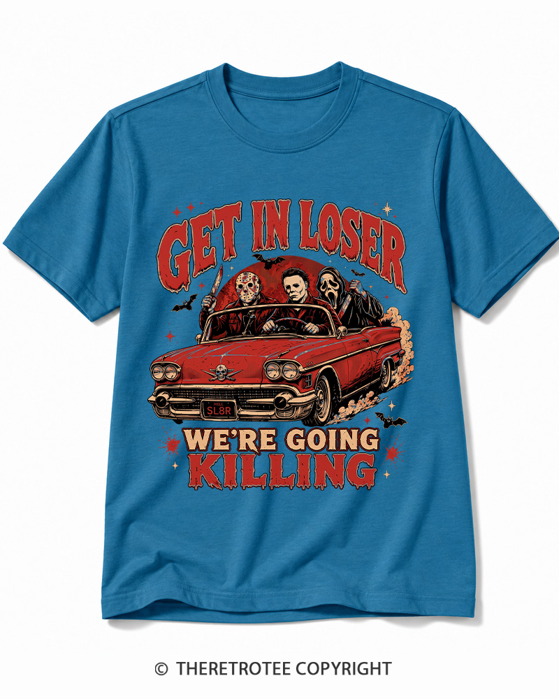 TheRetroTee Get In Loser Halloween 1980s Halloween Cotton T-Shirt