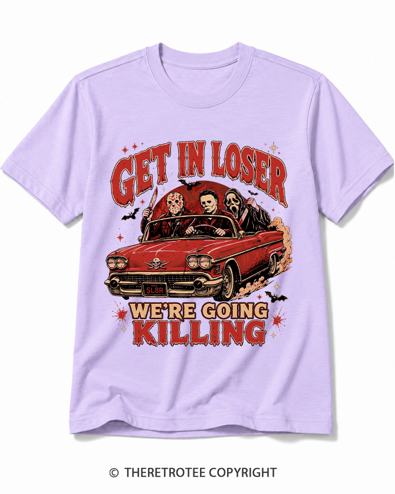 TheRetroTee Get In Loser Halloween 1980s Halloween Cotton T-Shirt