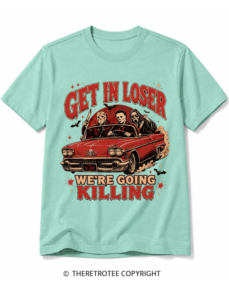 TheRetroTee Get In Loser Halloween 1980s Halloween Cotton T-Shirt