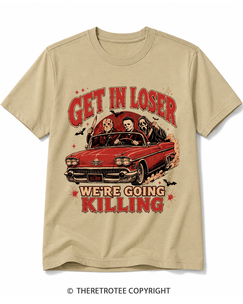 TheRetroTee Get In Loser Halloween 1980s Halloween Cotton T-Shirt