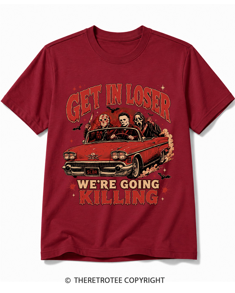 TheRetroTee Get In Loser Halloween 1980s Halloween Cotton T-Shirt
