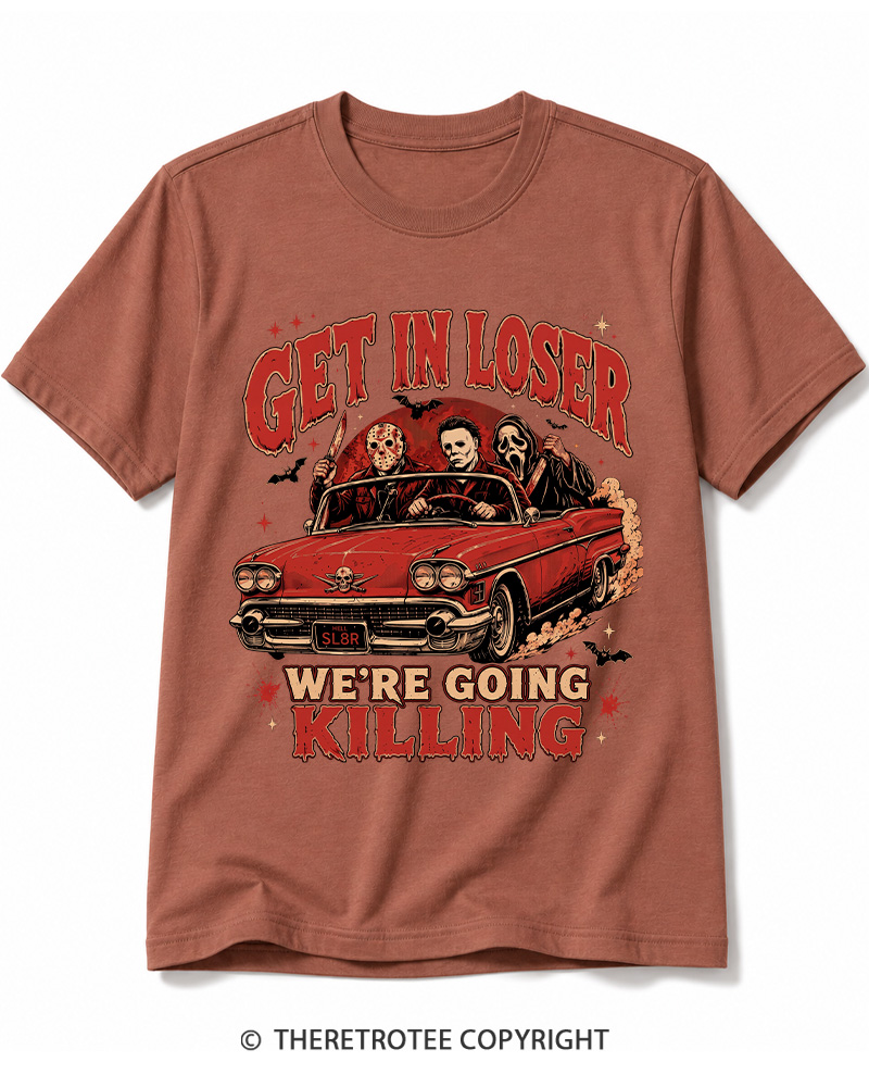 TheRetroTee Get In Loser Halloween 1980s Halloween Cotton T-Shirt