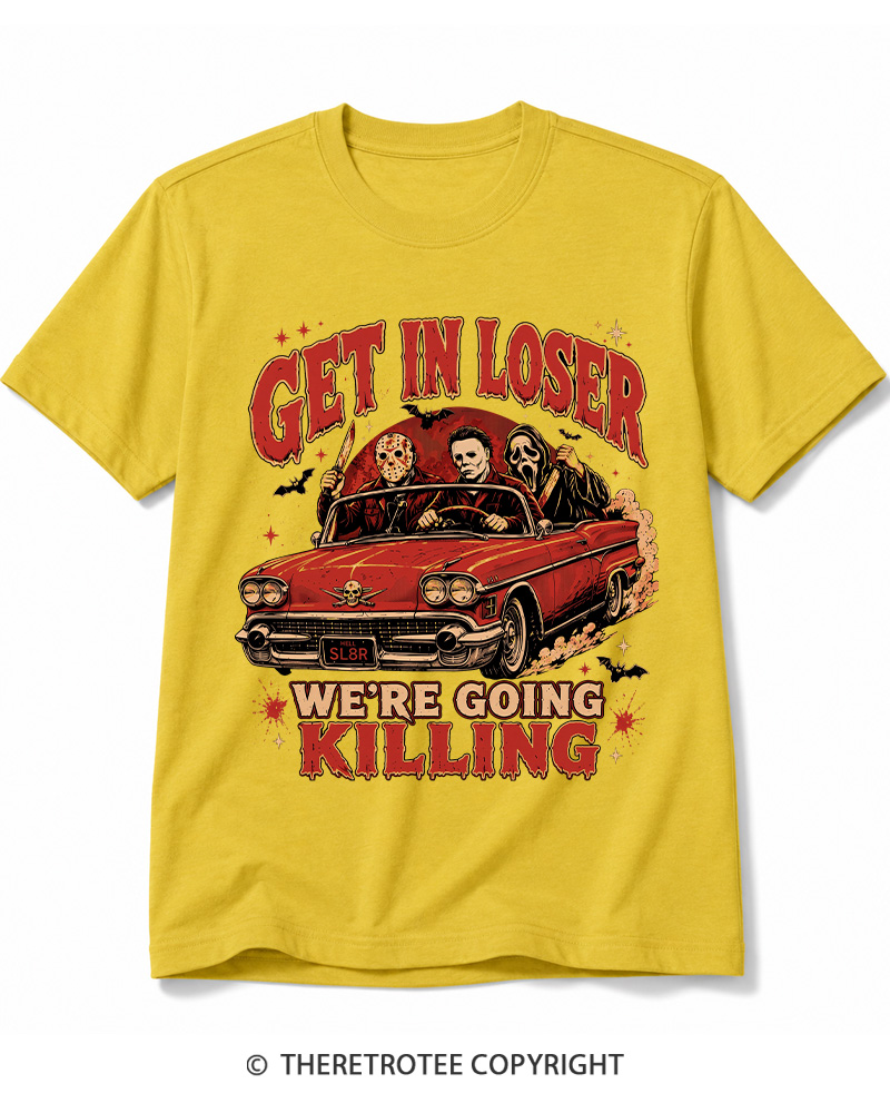 TheRetroTee Get In Loser Halloween 1980s Halloween Cotton T-Shirt