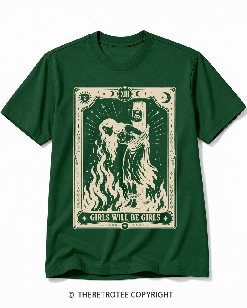 TheRetroTee Girls Will Be Girls 1960s Halloween Cotton T-Shirt