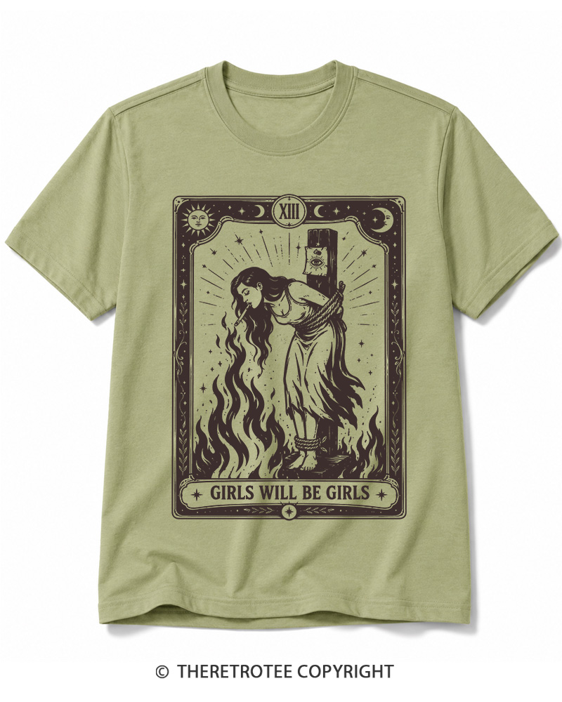 TheRetroTee Girls Will Be Girls 1960s Halloween Cotton T-Shirt