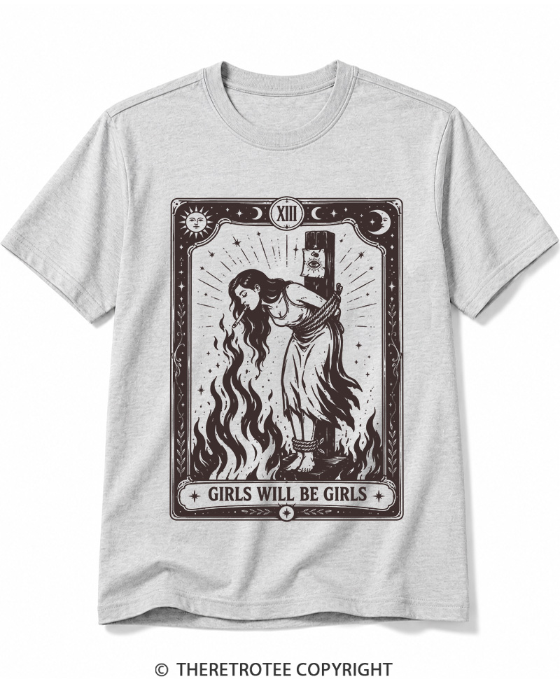 TheRetroTee Girls Will Be Girls 1960s Halloween Cotton T-Shirt