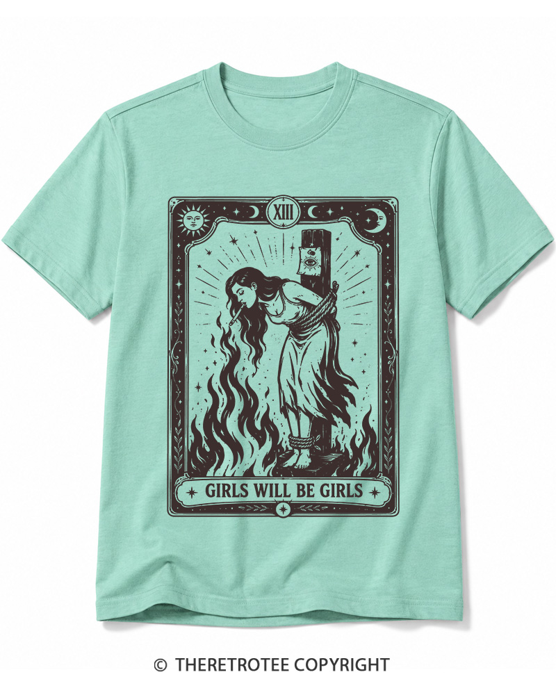 TheRetroTee Girls Will Be Girls 1960s Halloween Cotton T-Shirt