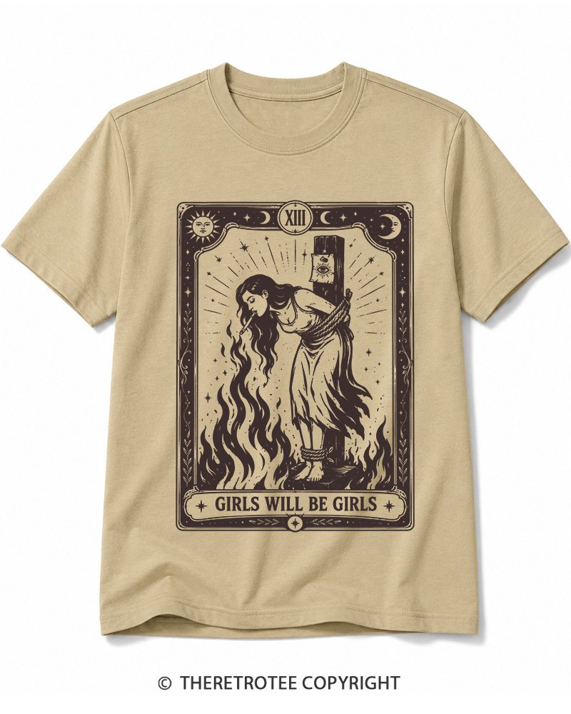 TheRetroTee Girls Will Be Girls 1960s Halloween Cotton T-Shirt