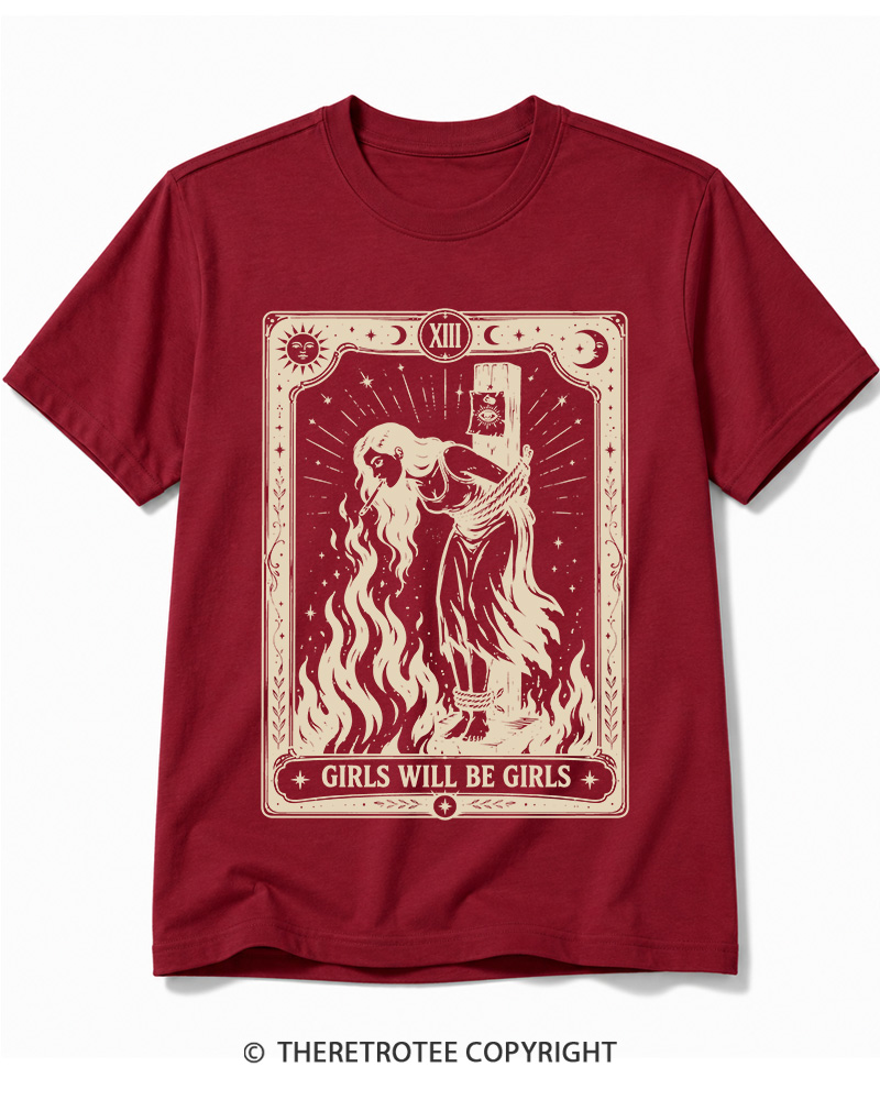 TheRetroTee Girls Will Be Girls 1960s Halloween Cotton T-Shirt