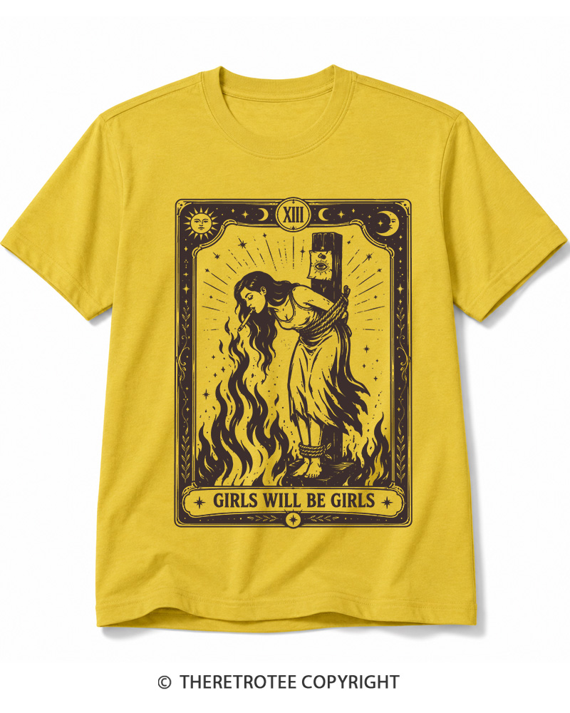 TheRetroTee Girls Will Be Girls 1960s Halloween Cotton T-Shirt