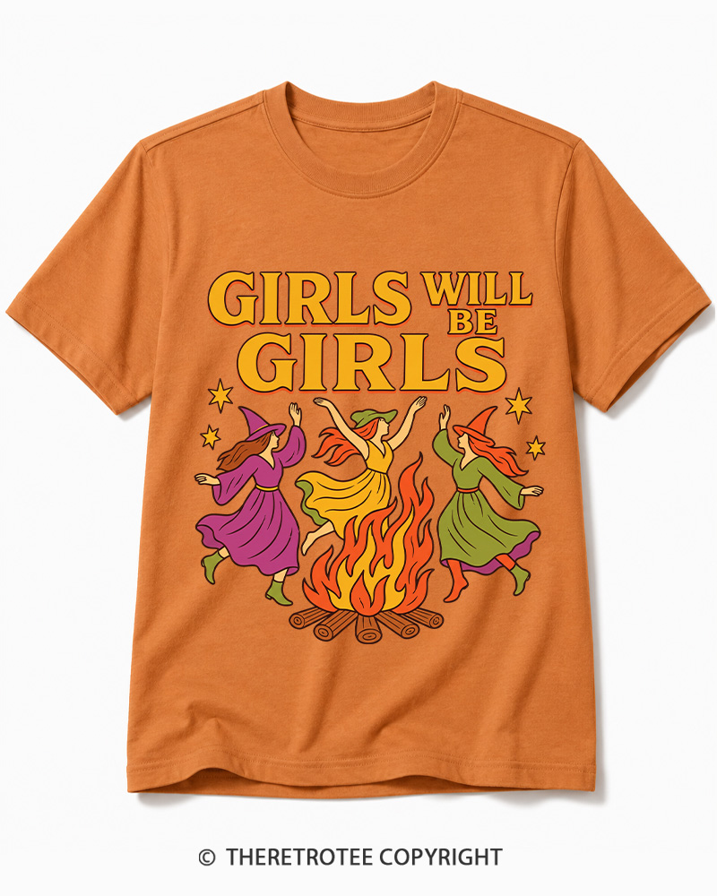 TheRetroTee Girls Will Be Girls 1970s Cotton T-Shirt