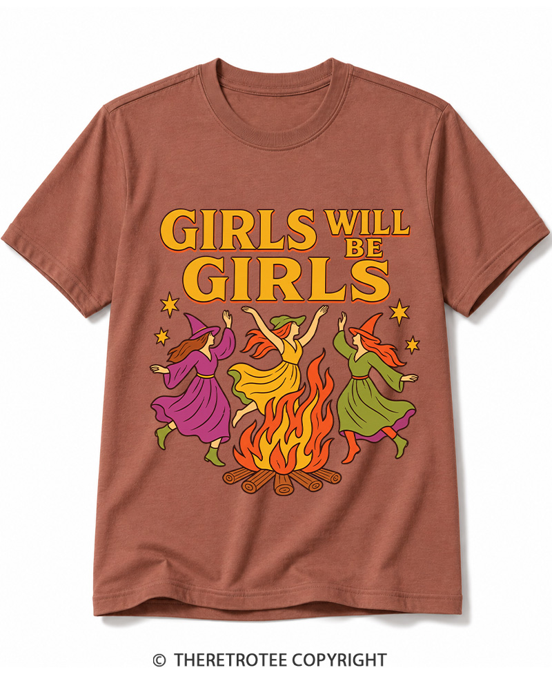TheRetroTee Girls Will Be Girls 1970s Cotton T-Shirt