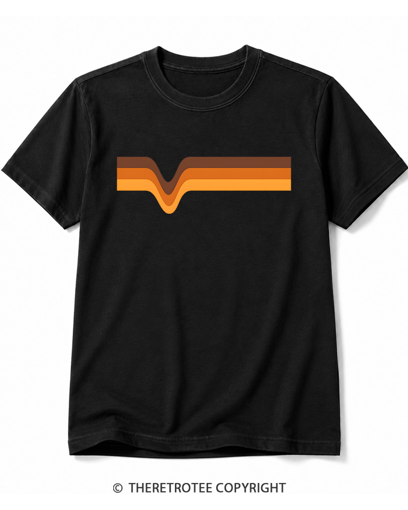 TheRetroTee 1970s Stripes Brown Orange Yellow Cotton T-Shirt
