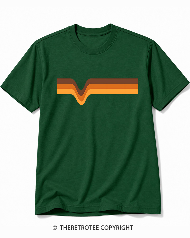TheRetroTee 1970s Stripes Brown Orange Yellow Cotton T-Shirt