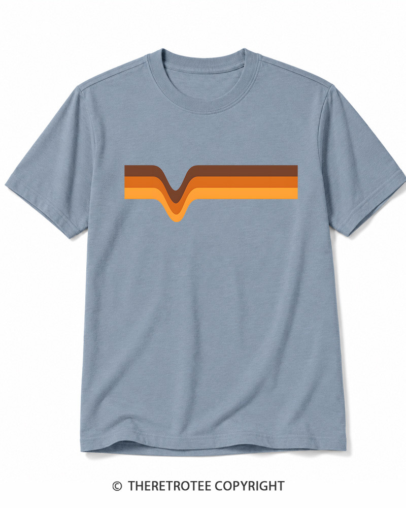 TheRetroTee 1970s Stripes Brown Orange Yellow Cotton T-Shirt