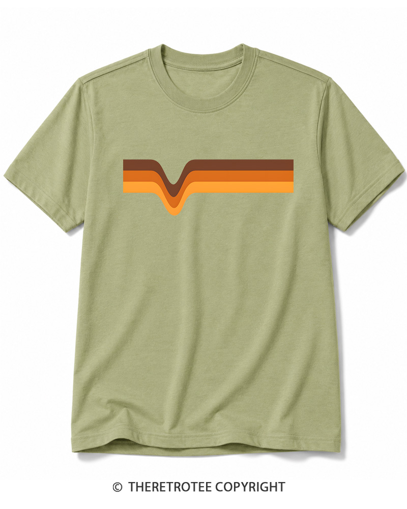 TheRetroTee 1970s Stripes Brown Orange Yellow Cotton T-Shirt