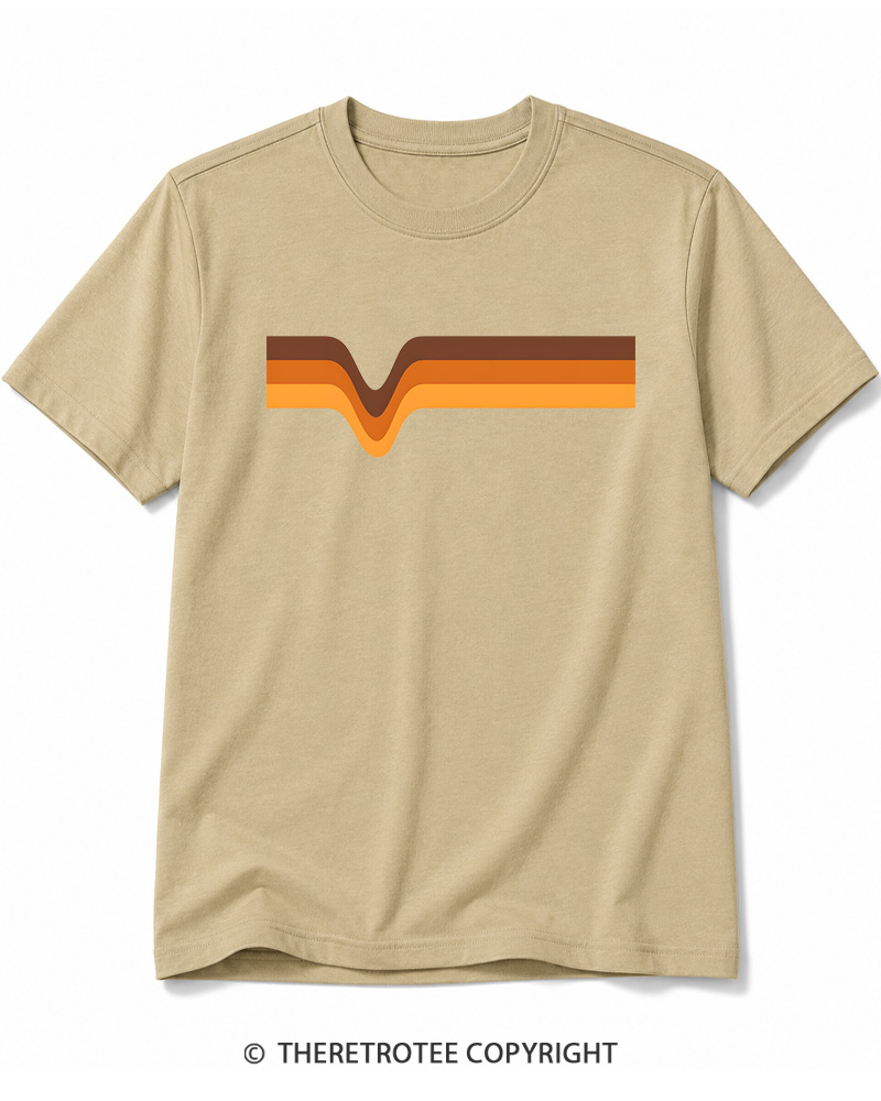 TheRetroTee 1970s Stripes Brown Orange Yellow Cotton T-Shirt