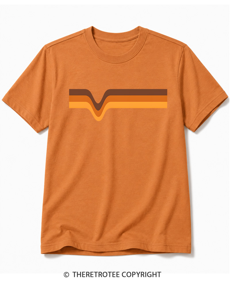 TheRetroTee 1970s Stripes Brown Orange Yellow Cotton T-Shirt