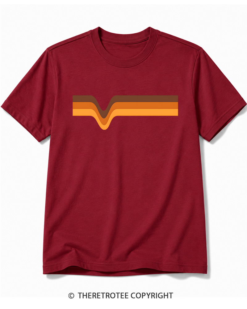 TheRetroTee 1970s Stripes Brown Orange Yellow Cotton T-Shirt