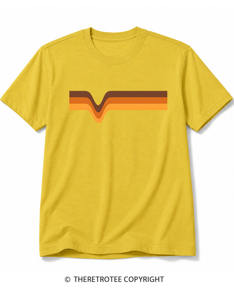 TheRetroTee 1970s Stripes Brown Orange Yellow Cotton T-Shirt