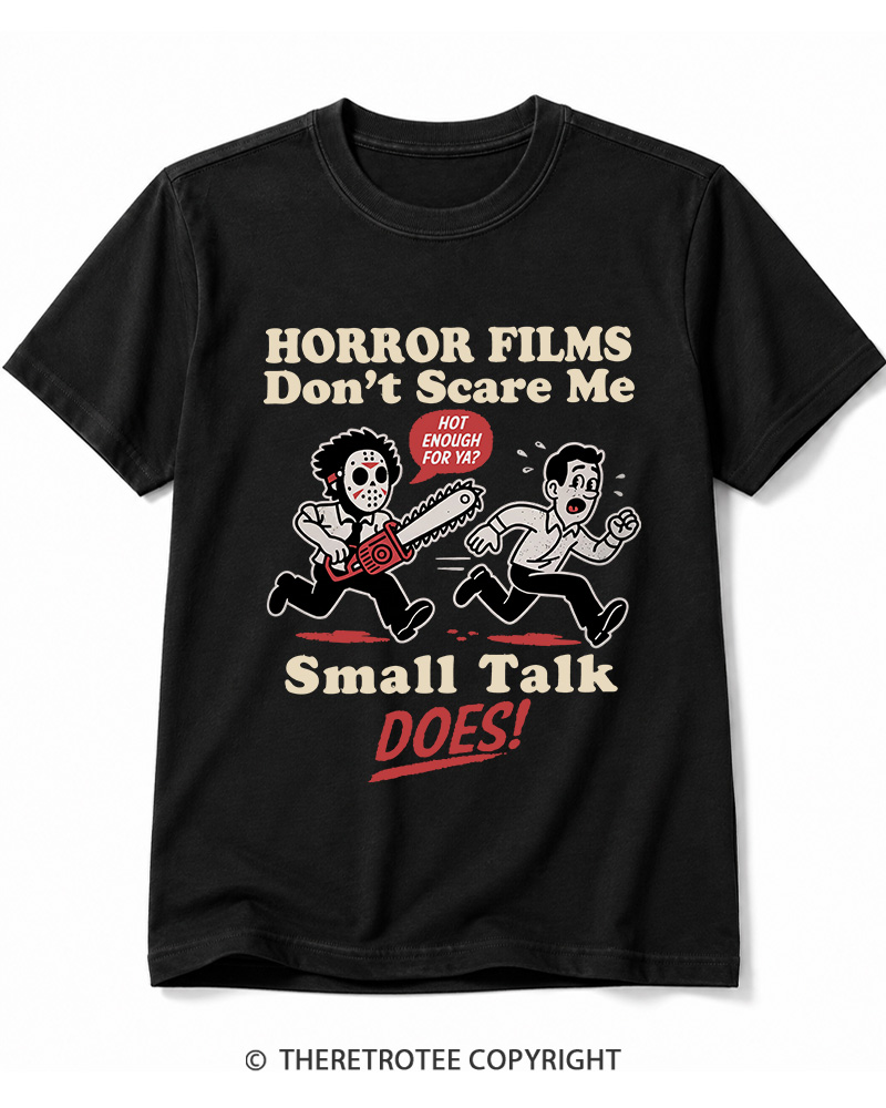 TheRetroTee Horror Small Talk 1980s Halloween Cotton T-Shirt