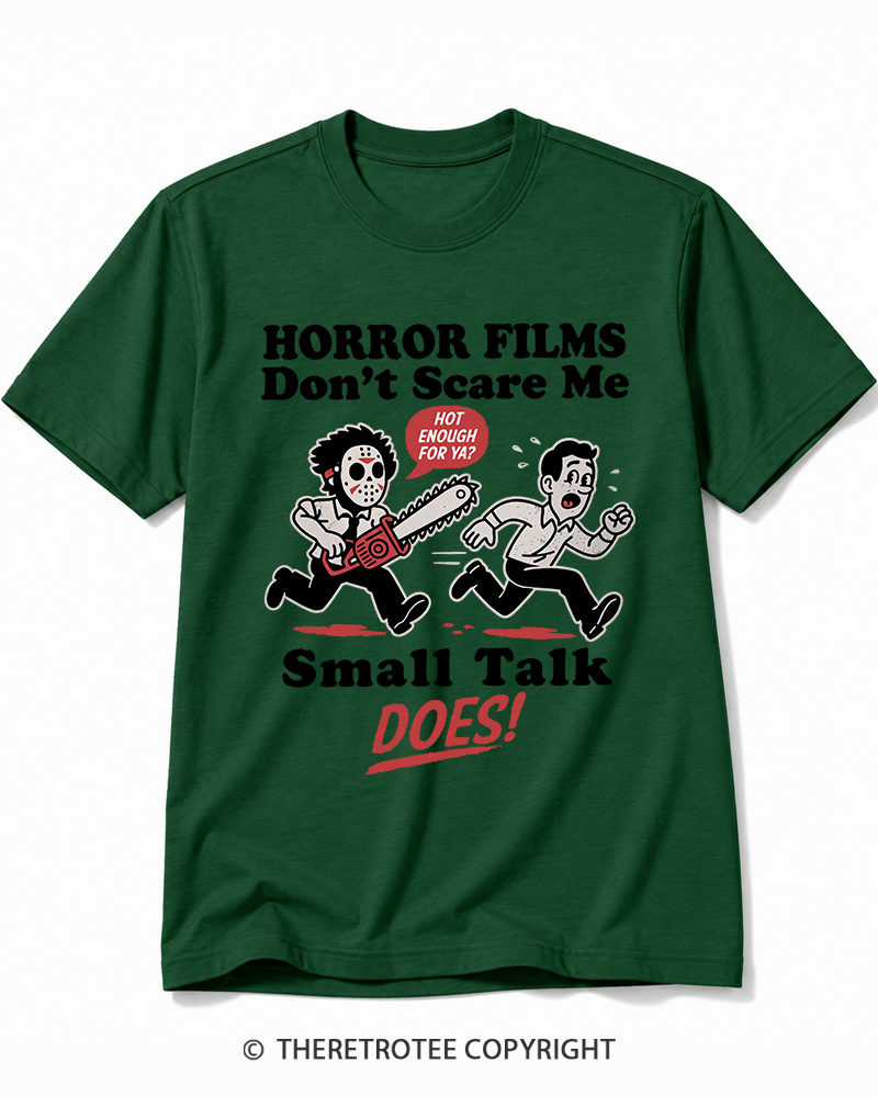 TheRetroTee Horror Small Talk 1980s Halloween Cotton T-Shirt