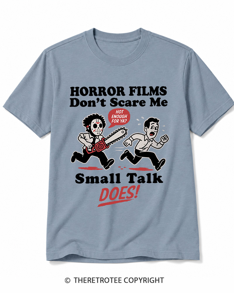 TheRetroTee Horror Small Talk 1980s Halloween Cotton T-Shirt