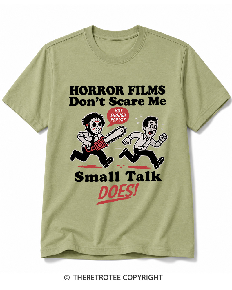 TheRetroTee Horror Small Talk 1980s Halloween Cotton T-Shirt