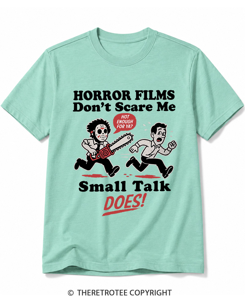TheRetroTee Horror Small Talk 1980s Halloween Cotton T-Shirt