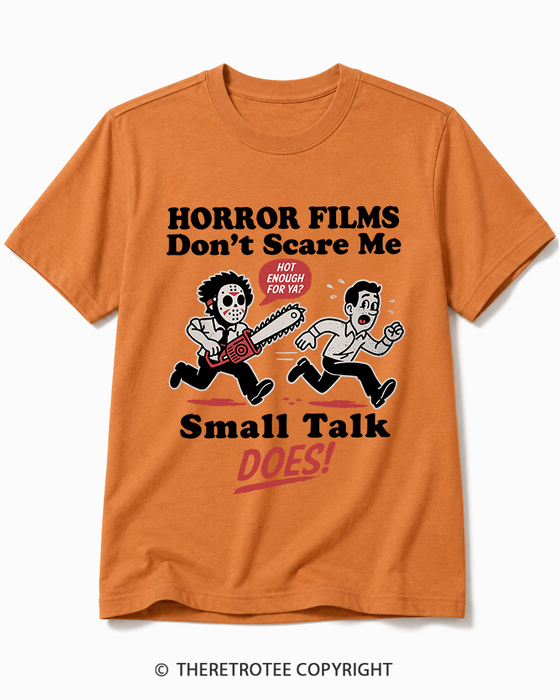 TheRetroTee Horror Small Talk 1980s Halloween Cotton T-Shirt