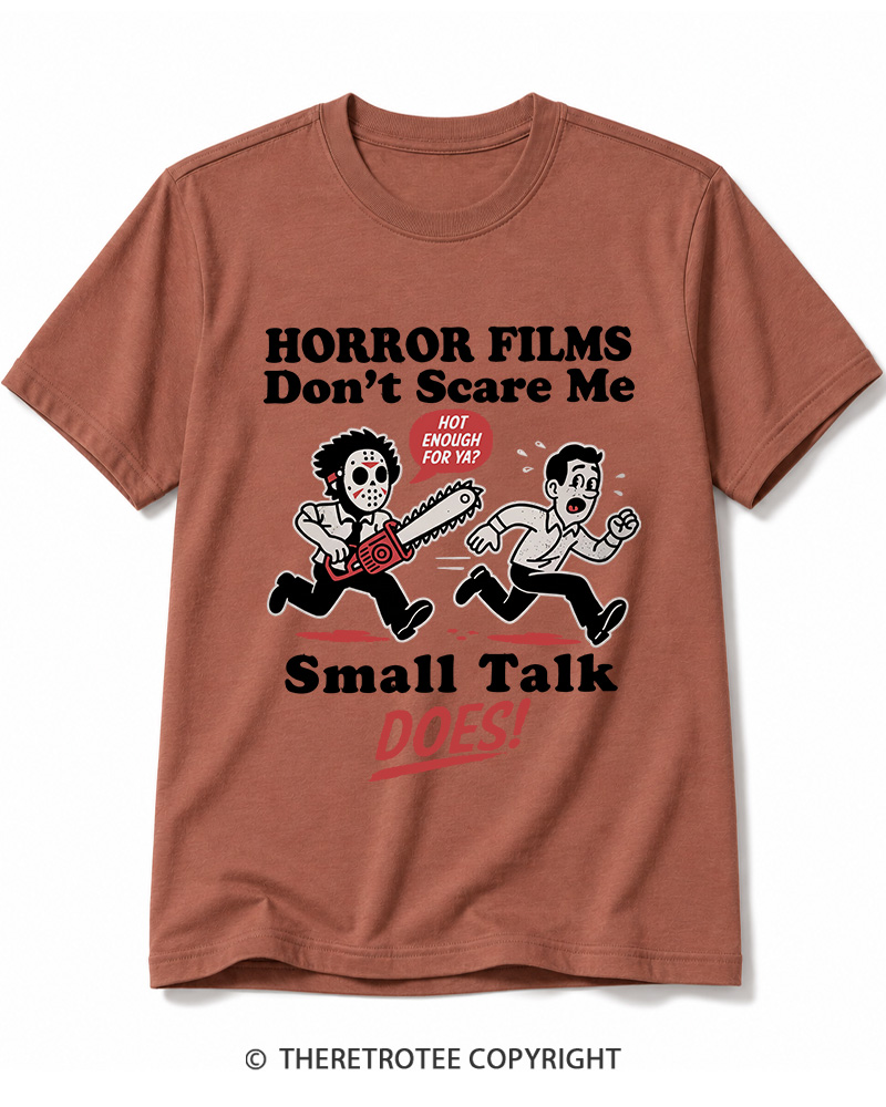 TheRetroTee Horror Small Talk 1980s Halloween Cotton T-Shirt
