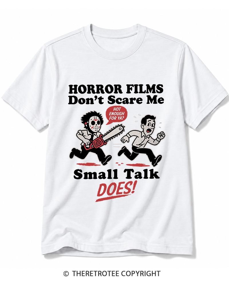 TheRetroTee Horror Small Talk 1980s Halloween Cotton T-Shirt