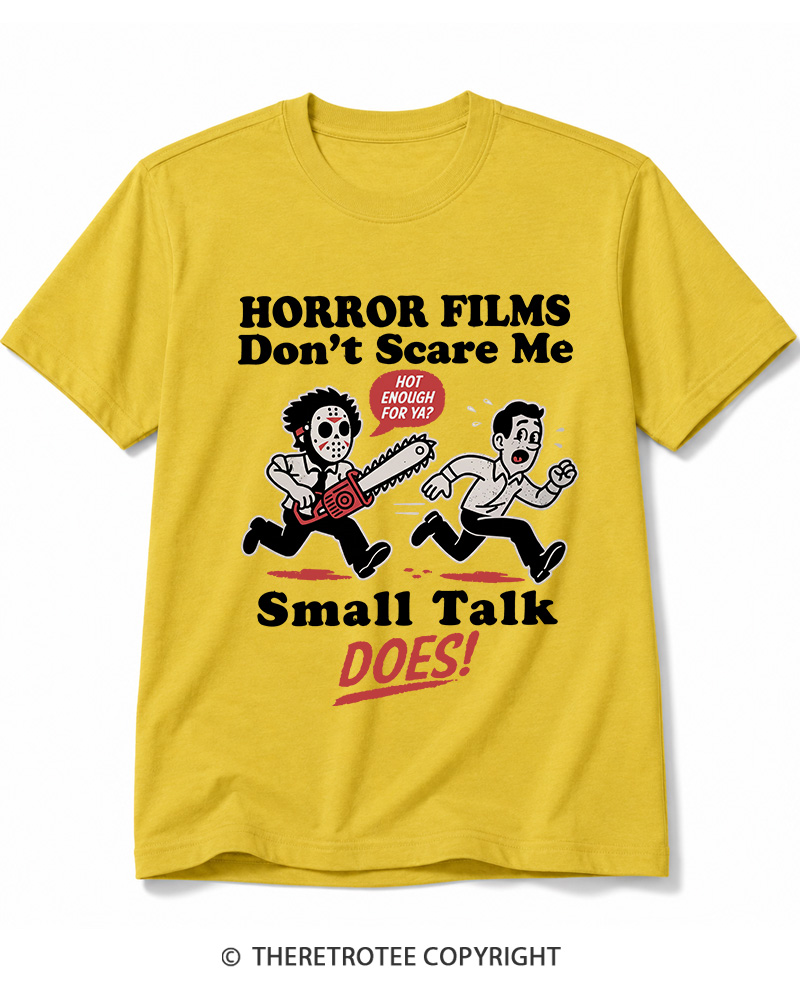 TheRetroTee Horror Small Talk 1980s Halloween Cotton T-Shirt