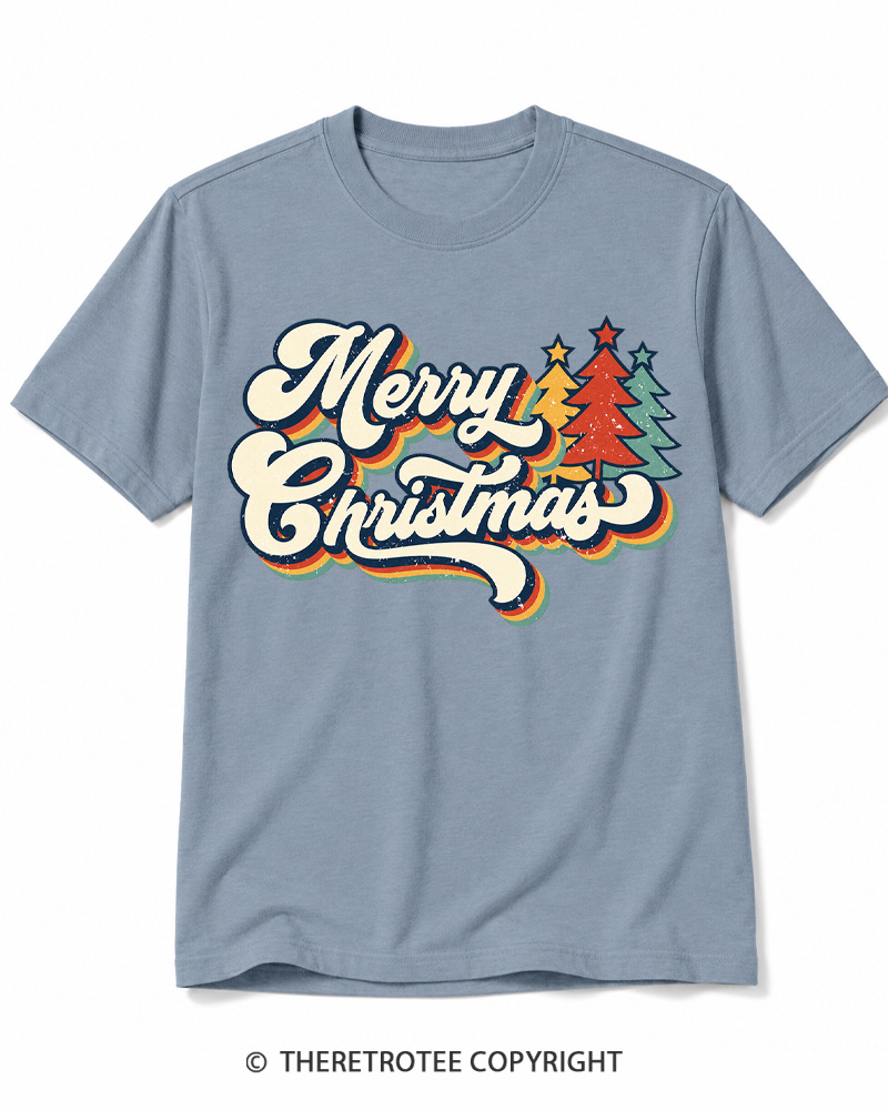 TheRetroTee Merry Christmas 1970s Cotton T-Shirt