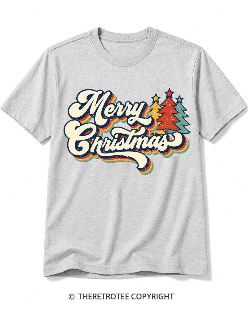 TheRetroTee Merry Christmas 1970s Cotton T-Shirt
