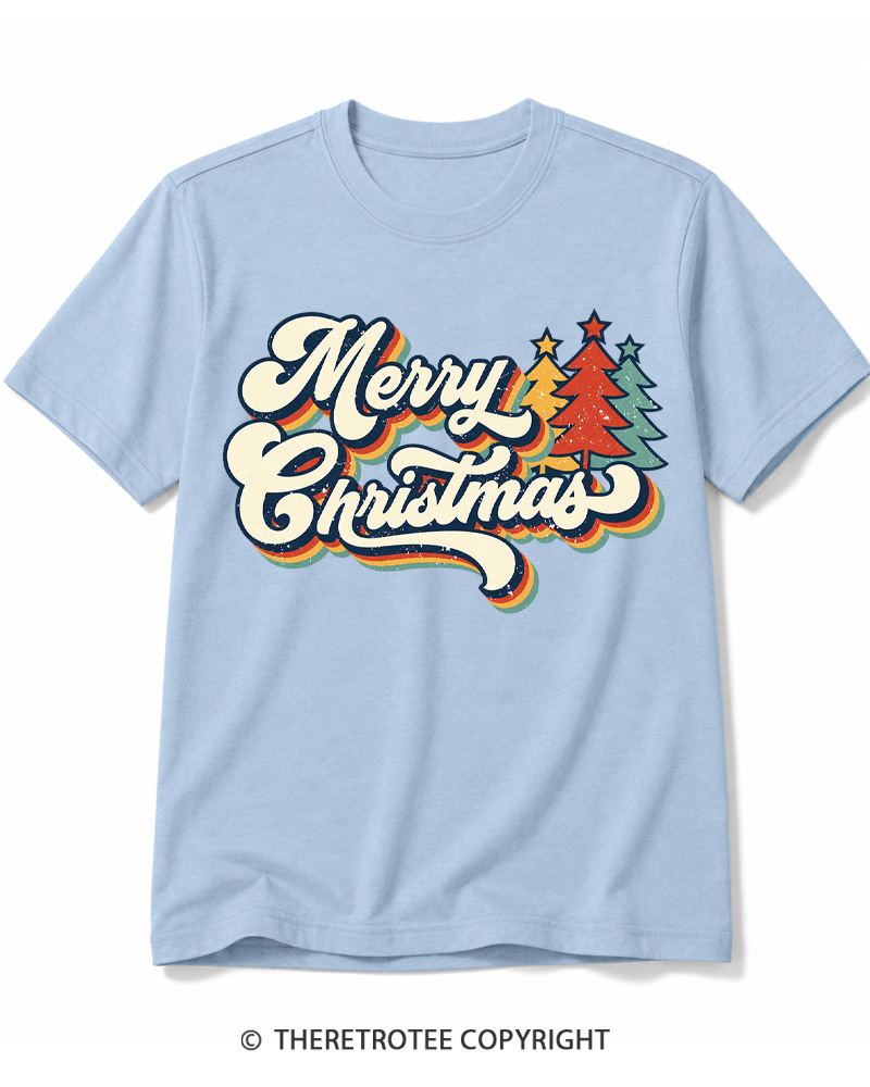TheRetroTee Merry Christmas 1970s Cotton T-Shirt