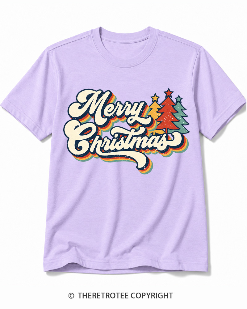 TheRetroTee Merry Christmas 1970s Cotton T-Shirt