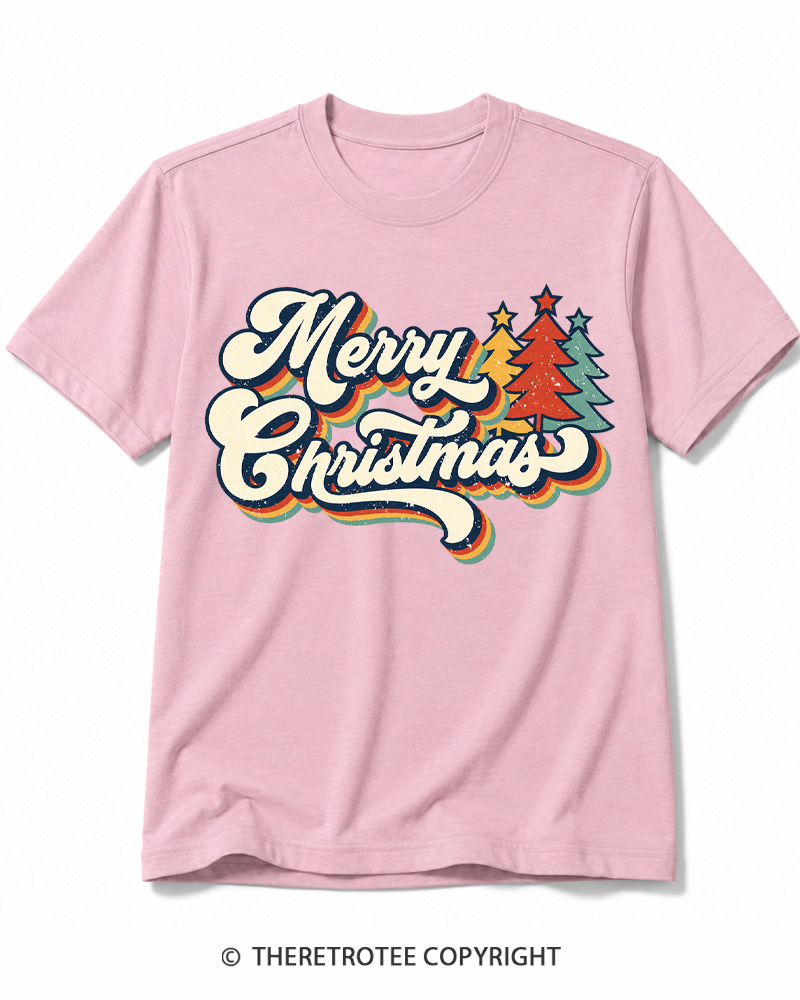 TheRetroTee Merry Christmas 1970s Cotton T-Shirt