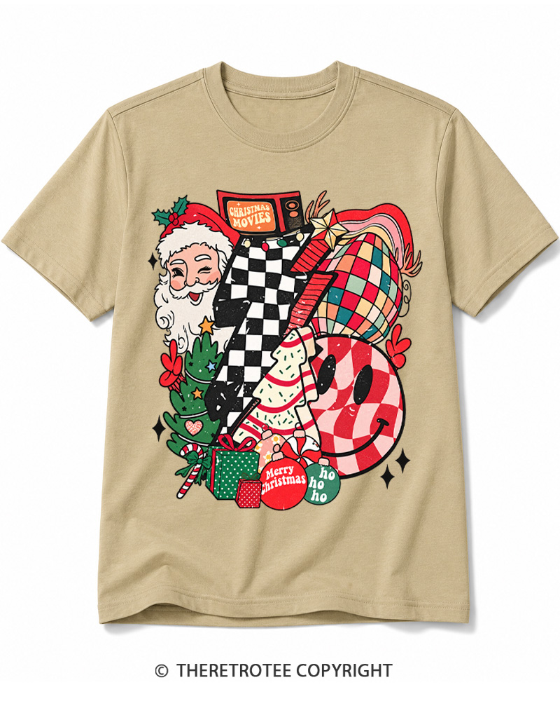 TheRetroTee Christmas Graphic 1970s Cotton T-Shirt