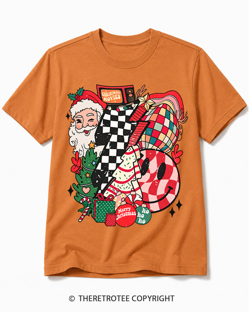 TheRetroTee Christmas Graphic 1970s Cotton T-Shirt