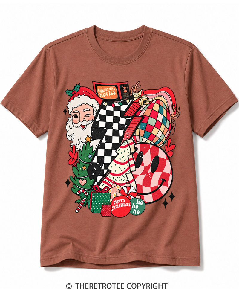 TheRetroTee Christmas Graphic 1970s Cotton T-Shirt
